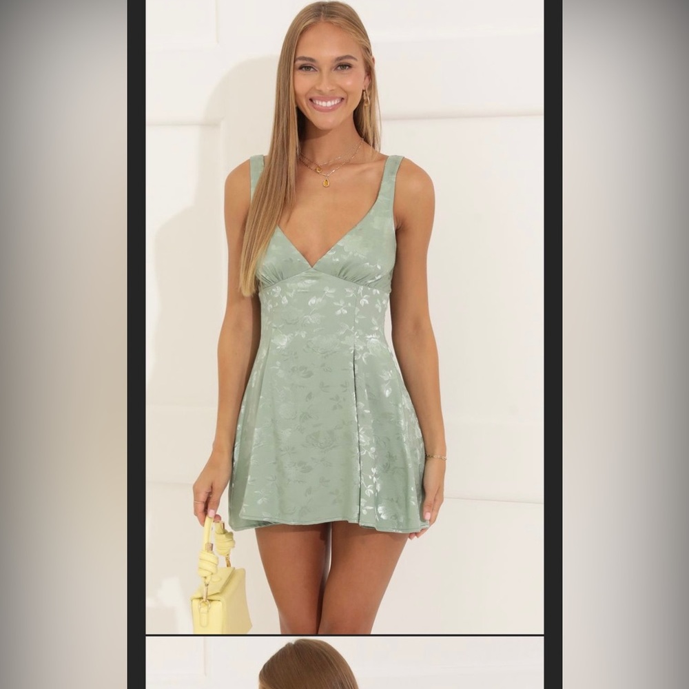 Lucy in the sky sherice floral jacquard A-line dress in green